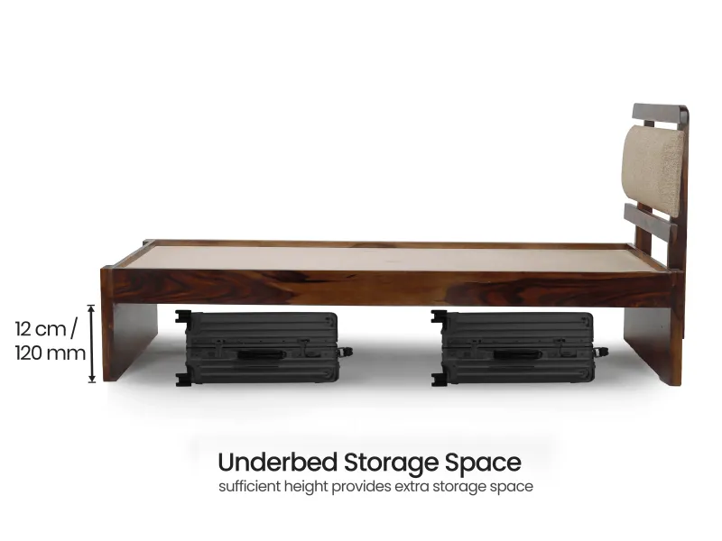 Belle Solid Wood Single Bed with 4 Inches Mattress